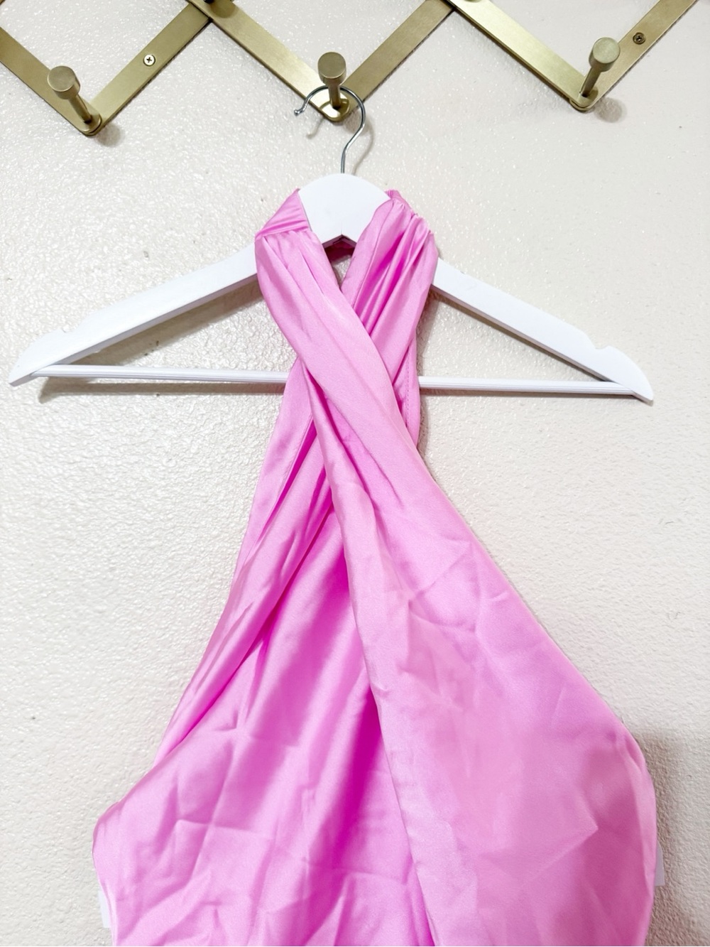 Show Me Your Mumu Jasmine Halter Mini Dress in Pink Luxe Satin Size Large $148 - Picture 6 of 11